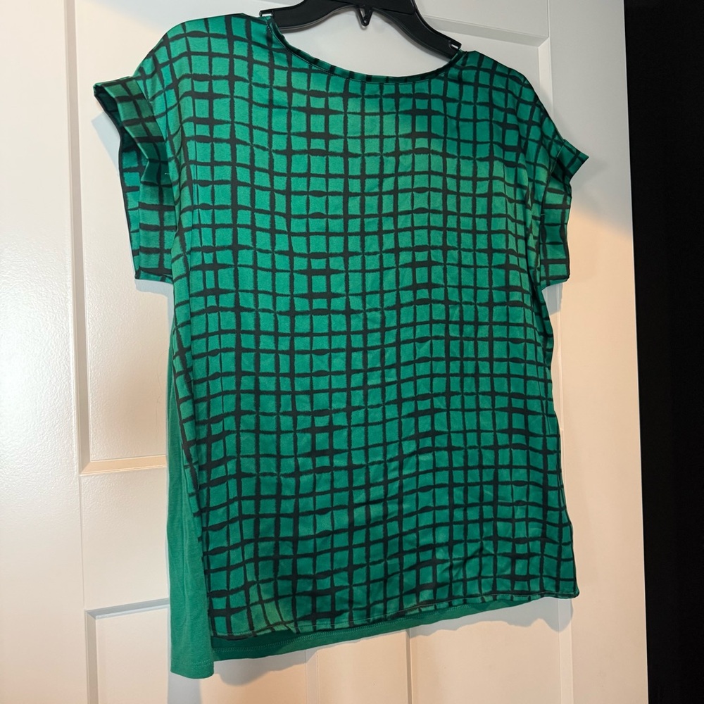 Worthington Emerald and Black Checkered Blouse